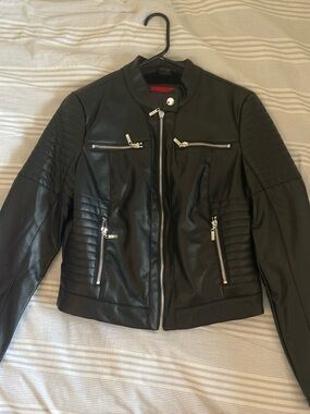 Guess Black Leather Jacket
